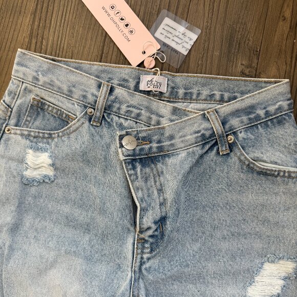 OH POLLY CROSS OVER DENIM LIGHT WASH BLUE JEANS - US 6 (PETITE) - Picture 3 of 6